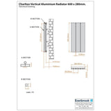 Eastbrook Panel Radiator Eastbrook Charlton Vertical Designer Radiator in Matt White