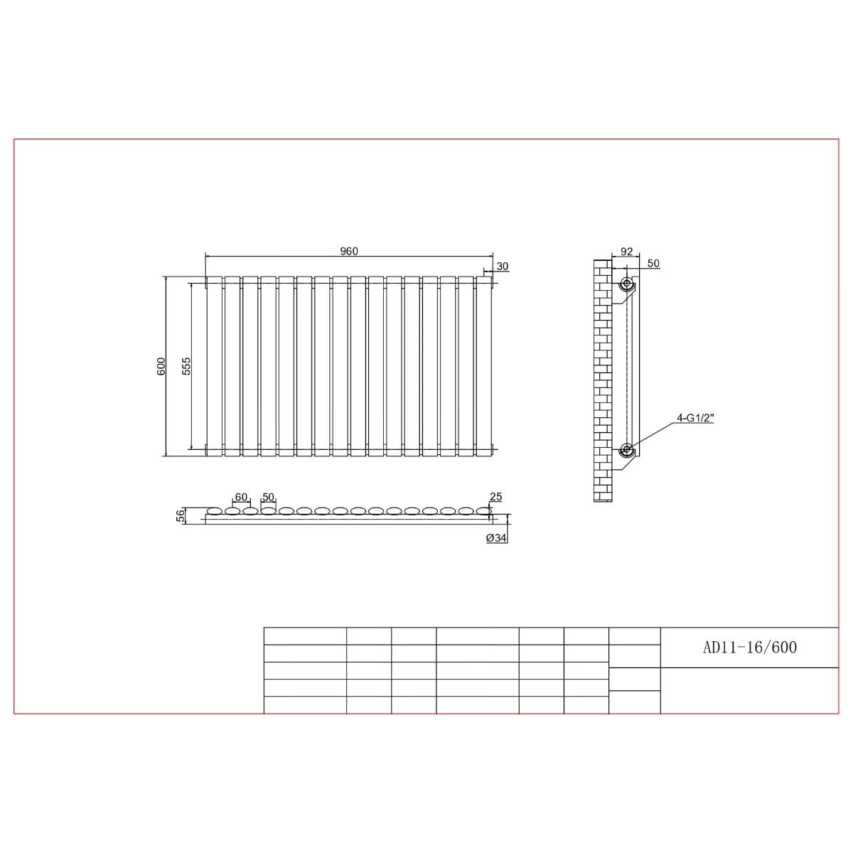 Aquarius Bathrooms Column Radiator Aquarius Athens Single Horizontal Column Radiator in White