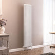 Eastbrook Column Radiators Eastbrook Rubano Straight Vertical Traditional Column Radiator in Gloss White 1800 x 383 / Dual Fuel