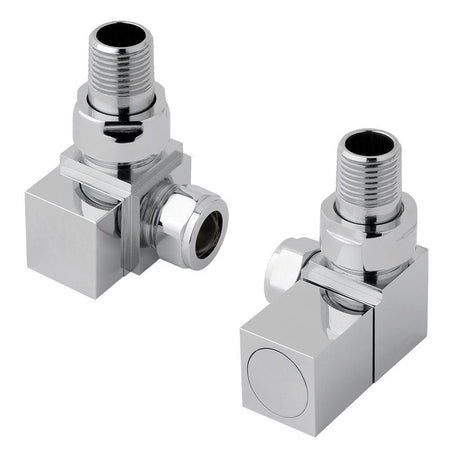 Totally Rads Eastbrook Corner Square Radiator Valves Pair - Chrome - 41.3010