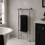 Heritage Traditional Towel Radiator Heritage Baby Clifton Traditional Straight Vertical Heated Towel Radiator - 940 x 498mm in Chrome/Black