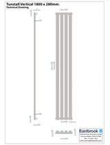 Eastbrook Designer Towel Radiator Eastbrook Tunstall Straight Vertical Designer Radiator in Matt Black