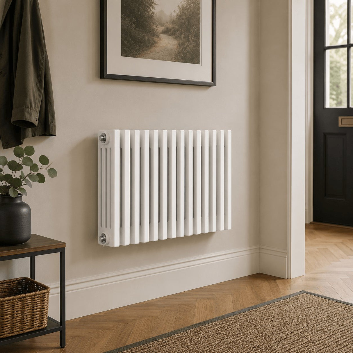Aquarius Bathrooms Column Radiator Aquarius Foundry Horizontal 4 Column Radiator in White 400mm x 605mm