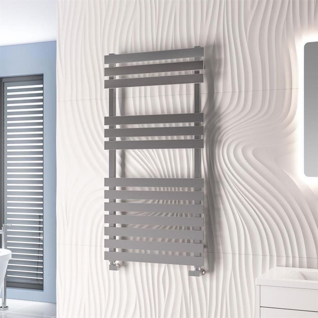 Eastbrook Designer Towel Radiator Eastbrook Biava Flat Straight Vertical Towel Rail in Chrome 1190 x 600 / Dual Fuel