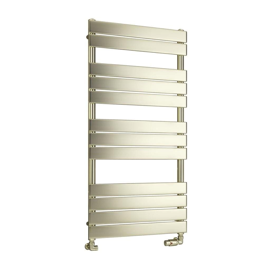 Eastbrook Designer Towel Radiator Eastbrook Staverton Tube On Tube Straight Radiator in Brushed Brass 1200 x 600 / Dual Fuel