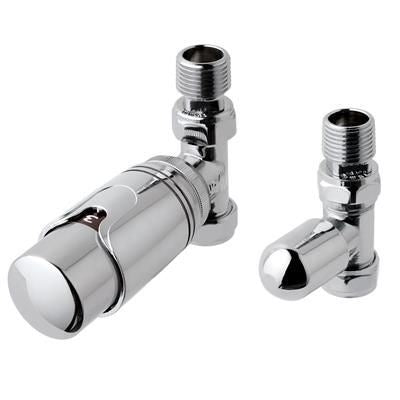 Eastbrook Biava Thermostatic Straight Radiator Valve and Lockshield - Chrome - 12.043