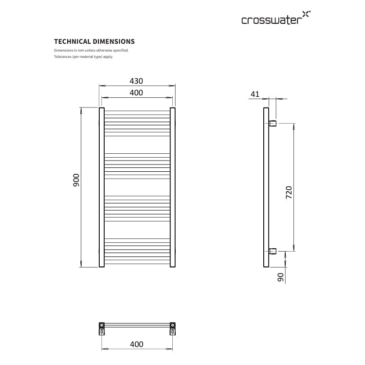 Crosswater Ladder Rail Crosswater MPRO Designer Vertical Towel Radiator in Matt White
