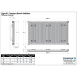 Aquarius Bathrooms Type 11 Aquarius Type 11 Compact Panel Radiator In Gloss White
