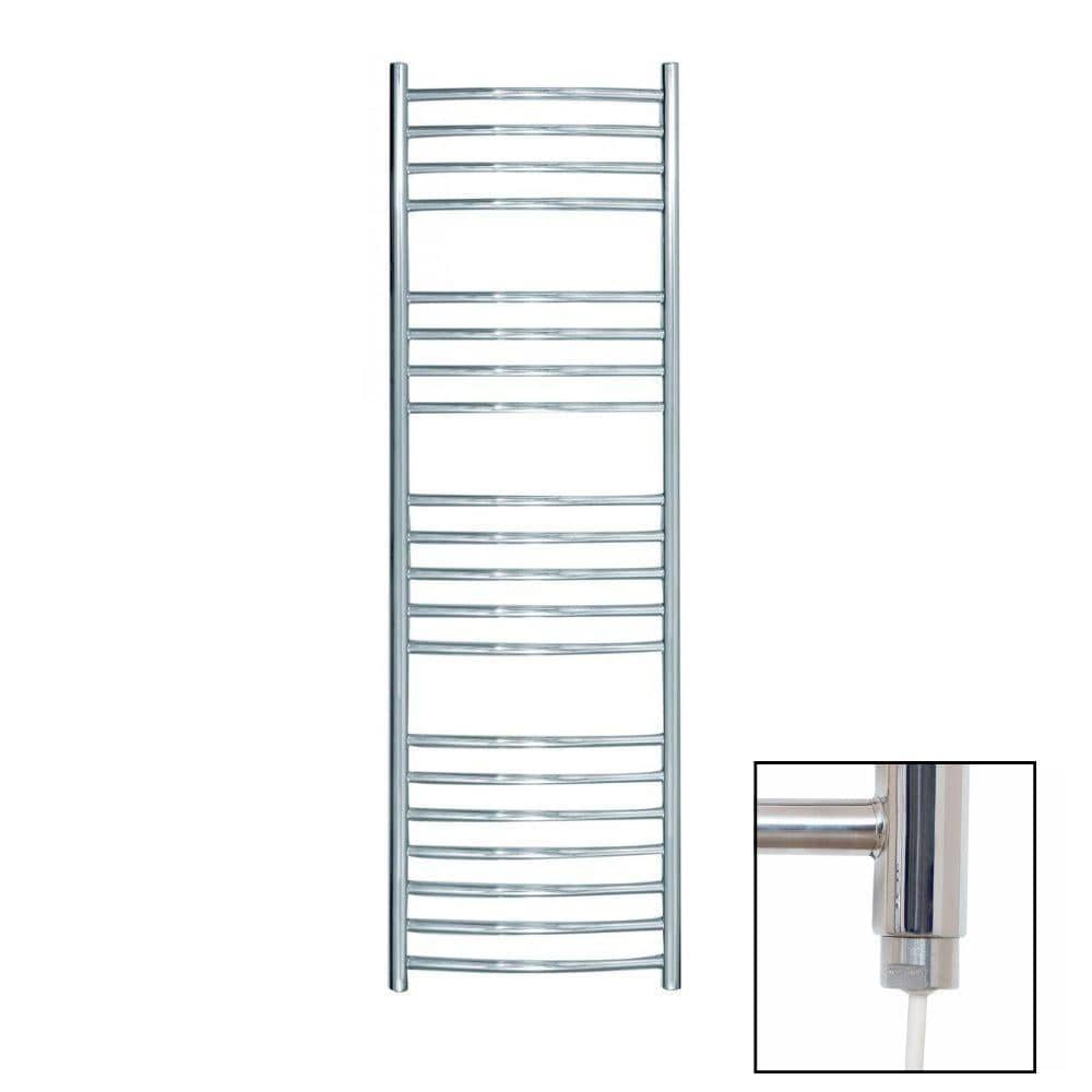 JIS Ladder Rail JIS Sussex Adur Vertical Stainless Steel Curved Heated Towel Rail 1250 x 400mm / Electric Only / Polished Chrome
