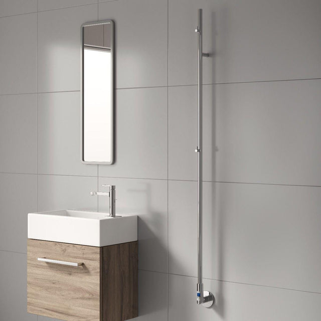 Reina Designer Towel Radiator Reina Ines Dry Electric Designer Towel Pole with Digital Timers - 1500 x 22mm Polished Stainless Steel