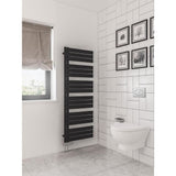 Eastbrook Designer Towel Radiator Eastbrook Helmsley Straight Vertical Designer Towel Rail in Matt Black 1640 x 600 / Central Heating