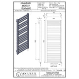 Vogue Designer Towel Radiator Vogue Quadrate Straight Designer Towel Radiator in Chrome 1600 x 600 / Central Heating