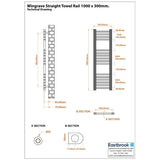 Eastbrook Wingrave Vertical Straight Heated Towel Rail - 1000 x 300mm in Matt Anthracite