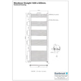 Eastbrook Wendover Straight Vertical Heated Towel Rail in White