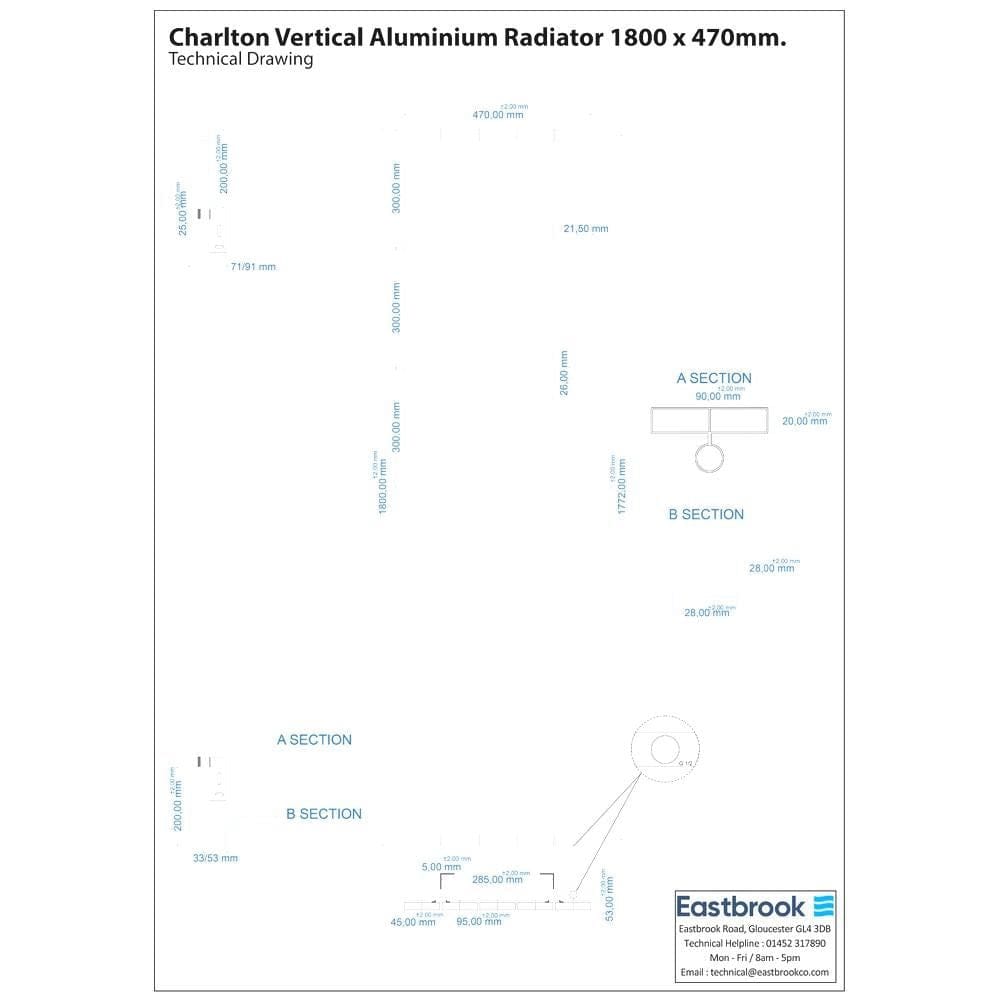 Eastbrook Panel Radiator Eastbrook Charlton Vertical Designer Radiator in Matt White