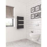 Eastbrook Designer Towel Radiator Eastbrook Helmsley Straight Vertical Designer Towel Rail in Matt Black 800 x 500 / Dual Fuel