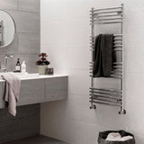Vogue Designer Towel Radiator Vogue Melody Curved Designer Towel Radiator - 1186 x 500mm - Dual Fuel in Chrome