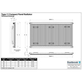 Aquarius Bathrooms Type 11 Aquarius Type 11 Compact Panel Radiator In Gloss White