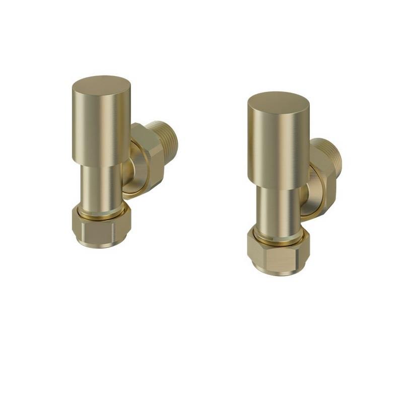 Eastbrook Angled Manual Radiator Valves (Pair) in Brushed Brass