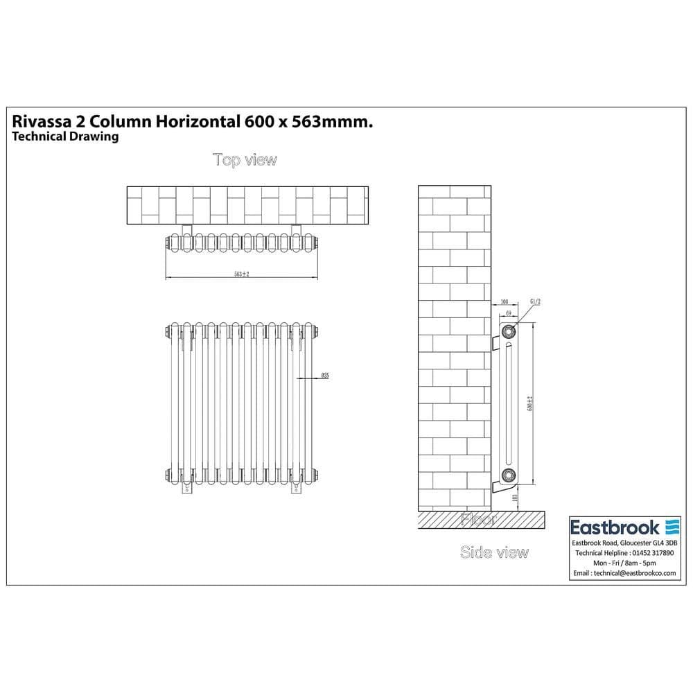 Eastbrook Column Radiator Eastbrook Rivassa Traditional 2 Column Radiator in Matt Anthracite
