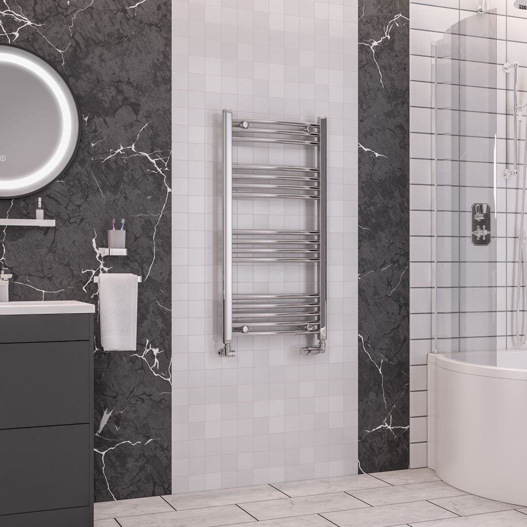 Totally Rads Ladder Rails Eastbrook Wendover Curved Vertical Heated Towel Rail in White 1000 x 500 / Electric Only