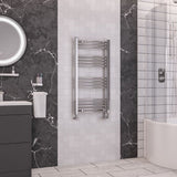 Totally Rads Ladder Rails Eastbrook Wendover Curved Vertical Heated Towel Rail in White 1000 x 500 / Electric Only