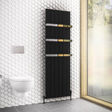 Eastbrook Panel Radiator Eastbrook Rosano Straight Vertical Aluminium Radiator in Matt Black 1800 x 565mm / Dual Fuel