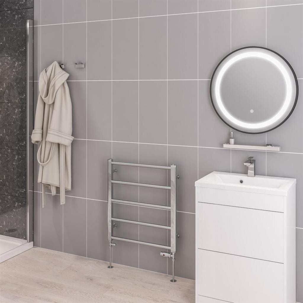 Eastbrook Ladder Rail Eastbrook Tuscan Round Heated Towel Rail in Chrome 650 x 600 / Central Heating