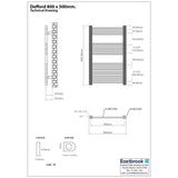 Eastbrook Ladder Rail Eastbrook Defford Vertical Designer Heated Towel Rail -  800 x 500mm - Matt Black