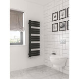 Eastbrook Designer Towel Radiator Eastbrook Helmsley Straight Vertical Designer Towel Rail in Matt Black 1400 x 500 / Dual Fuel