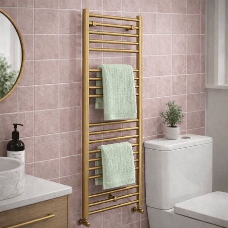 Aquarius Bathrooms Ladder Rail Aquarius Zanelli Towel Radiator in Brushed Bronze 1200 x 500mm