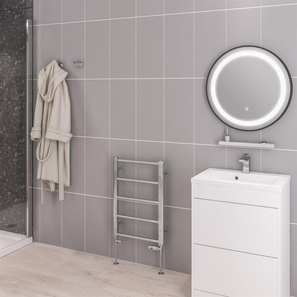 Eastbrook Ladder Rail Eastbrook Tuscan Round Heated Towel Rail in Chrome 650 x 450 / Central Heating