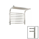 JIS Designer Towel Radiator JIS Sussex Newhaven Heated Shelf Towel Rail Polished Chrome / Electric Only with Cylindrical Adjustable Element