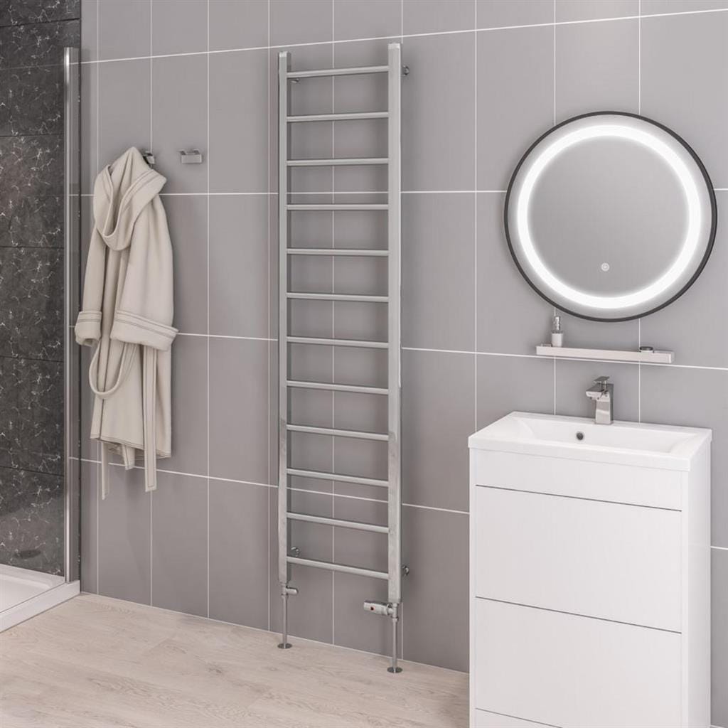Eastbrook Ladder Rail Eastbrook Tuscan Round Heated Towel Rail in Chrome 1750 x 450 / Central Heating