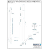 Eastbrook Panel Radiator Eastbrook Malmesbury Aluminium Vertical Designer Radiator - 1800 x 185mm - Matt Anthracite