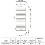 Redroom Designer Towel Radiators Redroom TT Lux Straight Vertical Heated Towel Rail in Quartz White