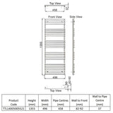Redroom Designer Towel Radiators Redroom TT Lux Straight Vertical Heated Towel Rail in Quartz White