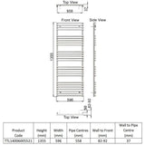 Redroom Designer Towel Radiators Redroom TT Lux Straight Vertical Heated Towel Rail in Quartz White
