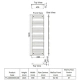 Redroom Designer Towel Radiators Redroom TT Lux Straight Vertical Heated Towel Rail in Gold Look
