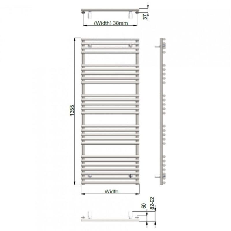 Redroom Designer Towel Radiators Redroom TT Lux Straight Vertical Heated Towel Rail in Gold Look